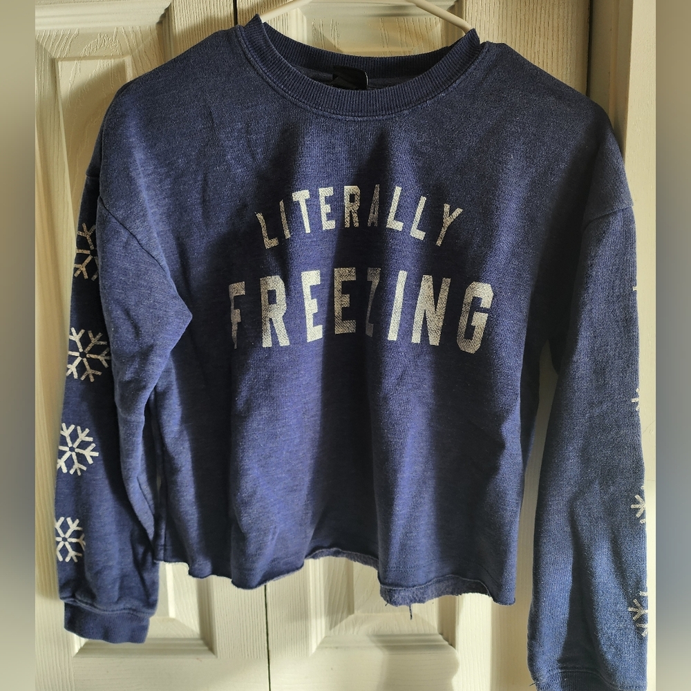 Girl's Navy Blue 'Literally Freezing' Sweatshirt